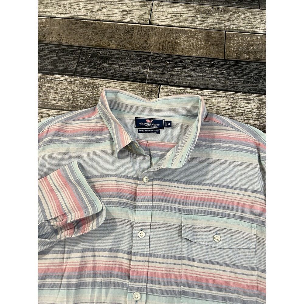 Vineyard‎ Vines Slim Fit Crosby Shirt Mens's Size XL Linen Blend